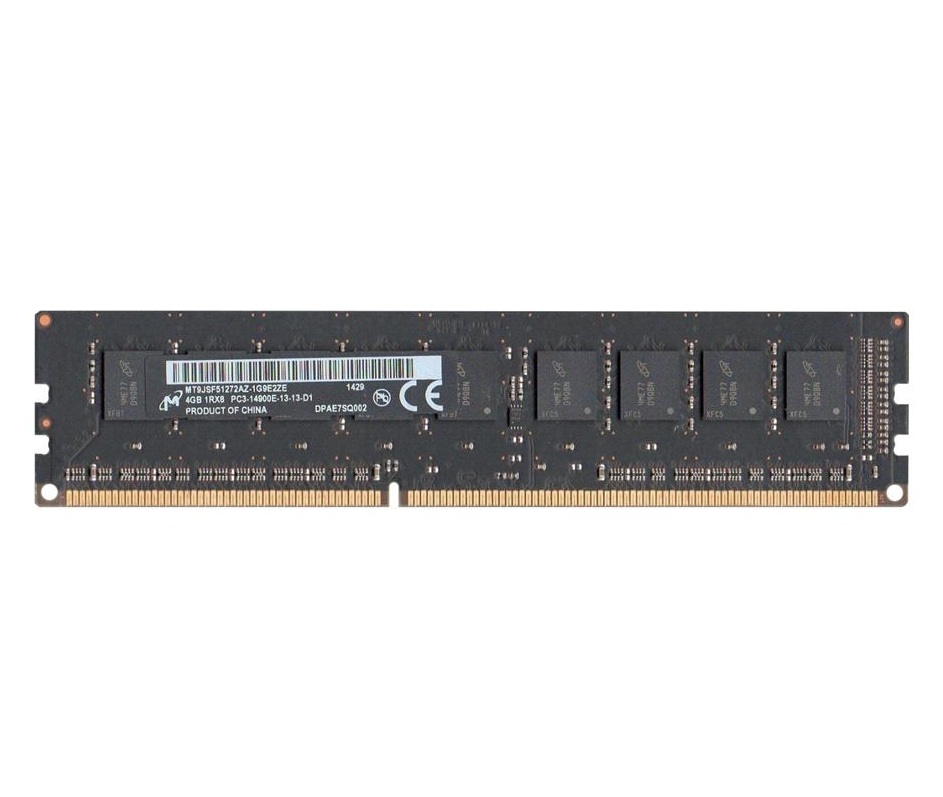Begagnat Micron 4GB PC3-14900 1Rx8 DDR3-1866MHz ECC Unbuffered CL13 240-Pin DIMM Single Rank Memory Module