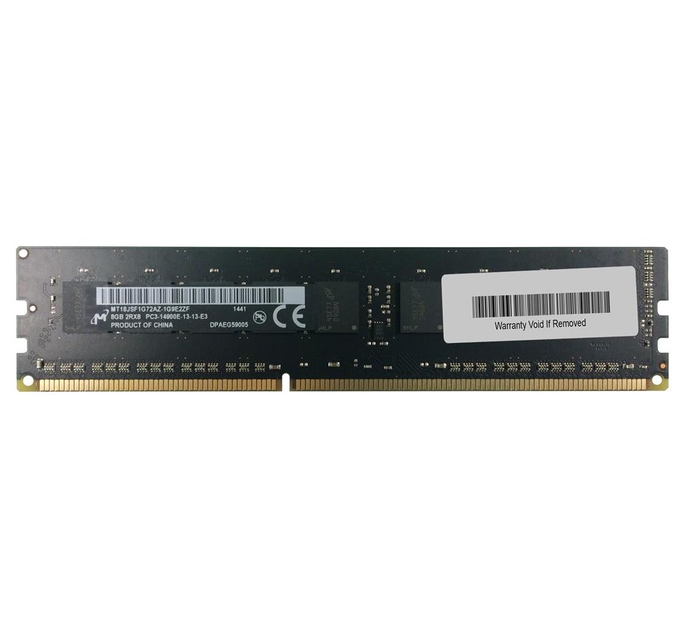 Begagnat Micron 8GB PC3-14900 2Rx8 DDR3-1866MHz ECC Unbuffered CL13 240-Pin DIMM Dual Rank Memory Module