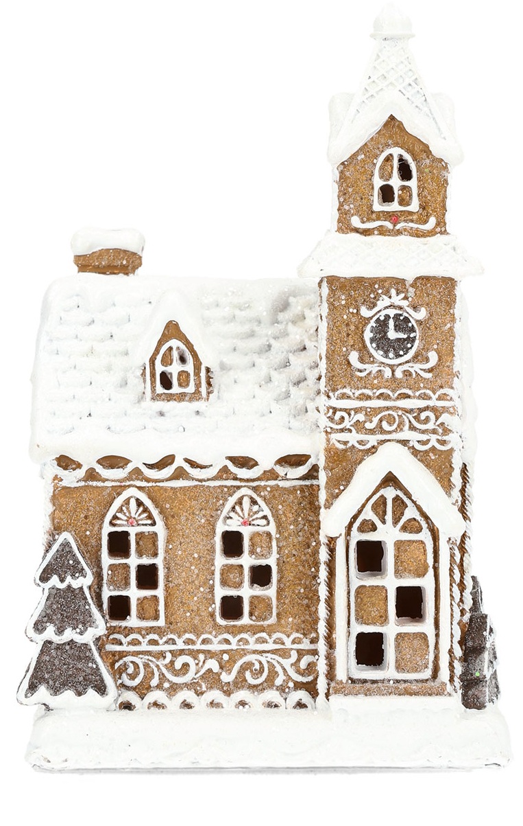 Gingerbread house with LED lighting - 14x12x21 cm - Battery operated - 3