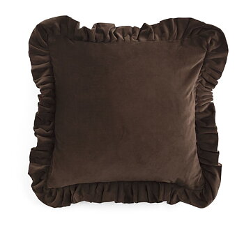 Chamois Kuddfodral  Velvet With Ruffle Brown - 45x45cm