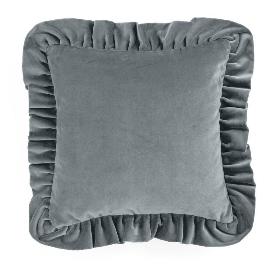 Chamois Kuddfodral Velvet With Ruffle Dusty blue - 45x45