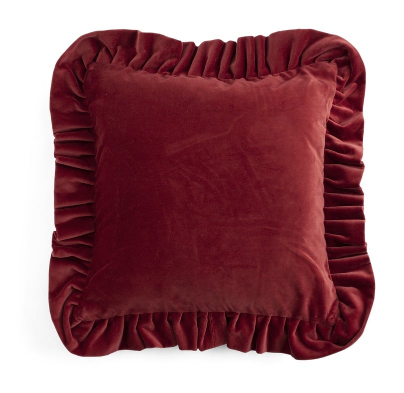 Chamois Kuddfodral Velvet With Ruffle Red - 45x45cm