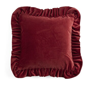 Chamois Kuddfodral Velvet With Ruffle Red - 45x45cm