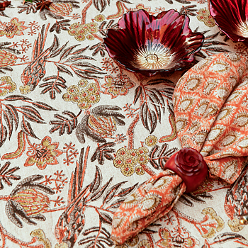 Chamois Linen Napkins Cypress Parrot Rust 50x50cm - 2p