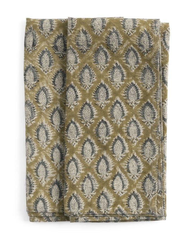 Chamois Linneservetter  Cypress Parrot Ochre 50x50cm - 2p