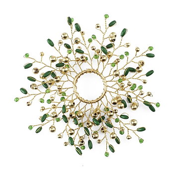 Chamois Pearl Colored Candle Cuff Green