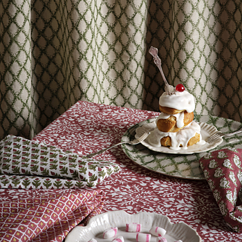 Chamois Tablecloth Snowflake Red