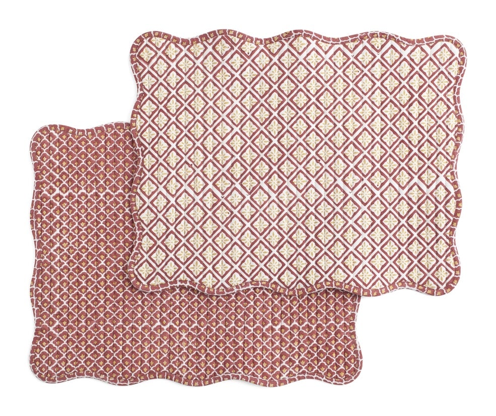 Chamois Bordstabletter Diamond & Fan Red & Yellow - 2p