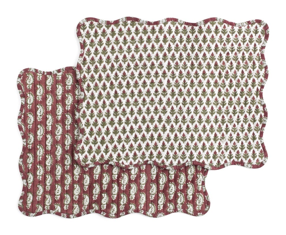 Chamois Bordstabletter Paisley Red & Green - 2p