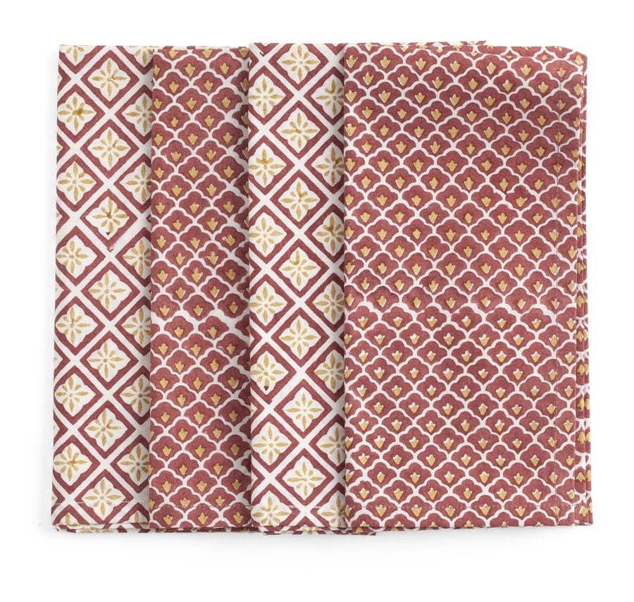 Chamois Servetter Diamond & Fan Red & Yellow - 4p