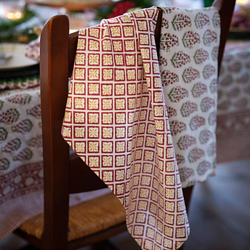 Chamois Kökshandduk Diamond & Persian Paisley Red & Yellow - 2p - 2