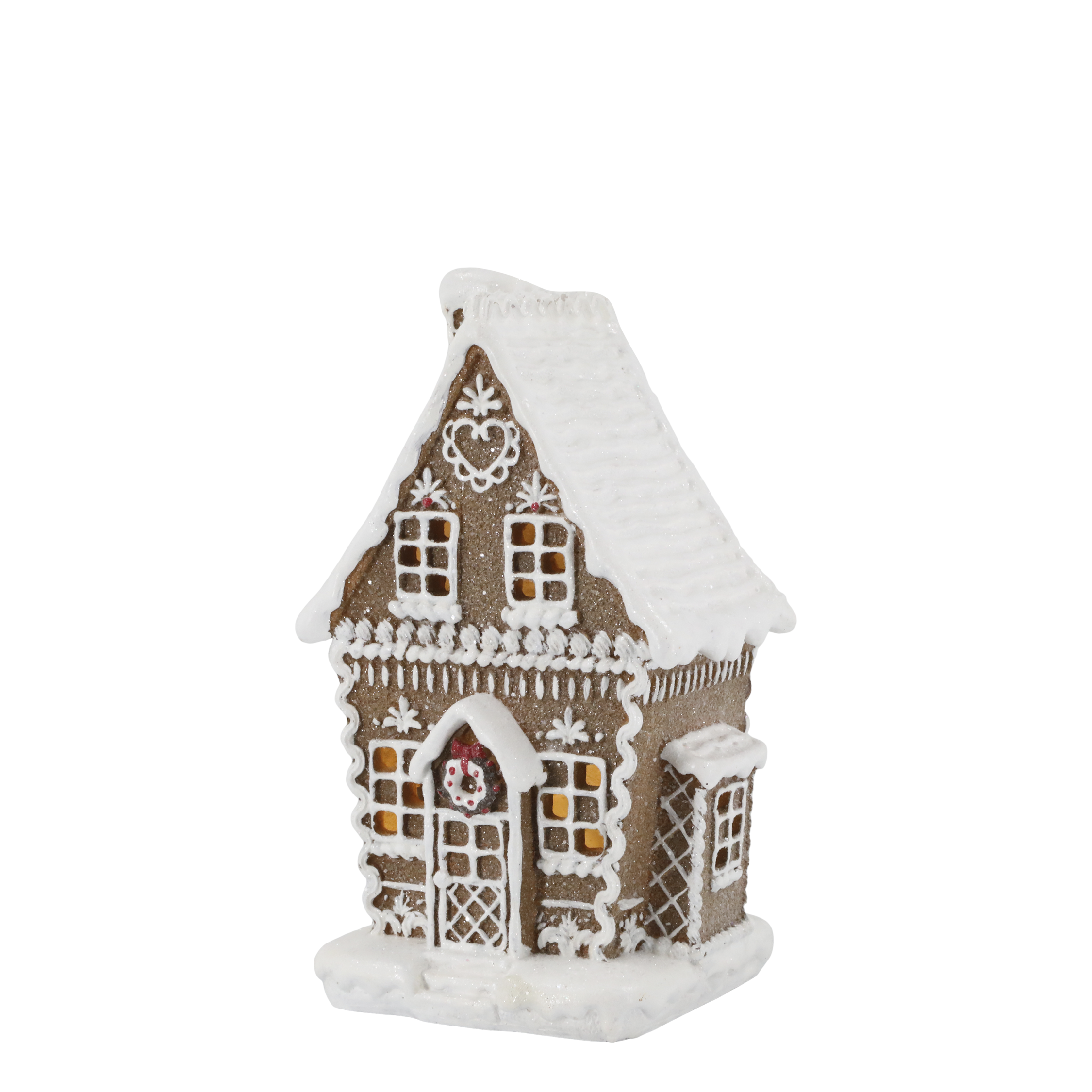 Gingerbread house with LED lighting - 21x13 cm - 4