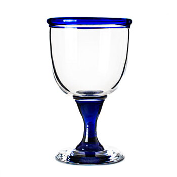 Vinglass med blå kant