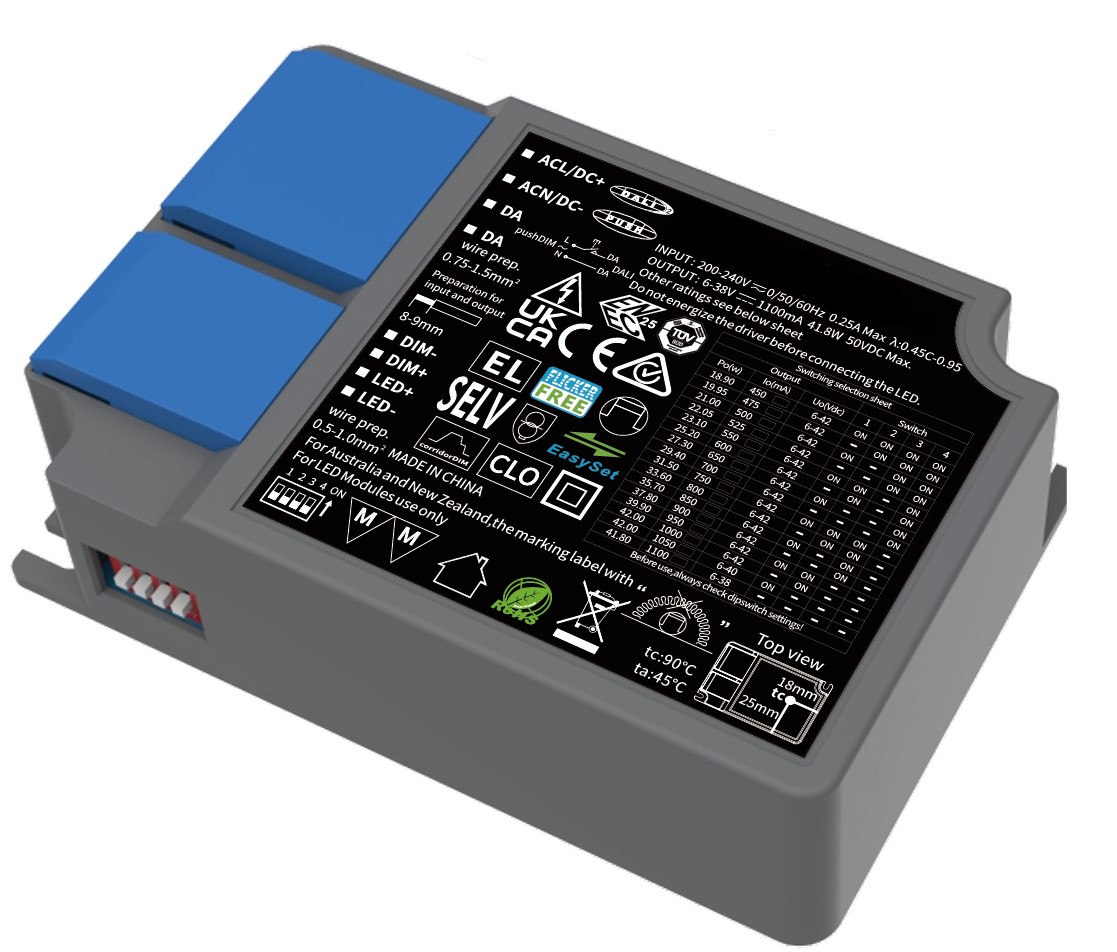 Multidriver 42W 450-1100mA DALI Push 1-10V PWM
