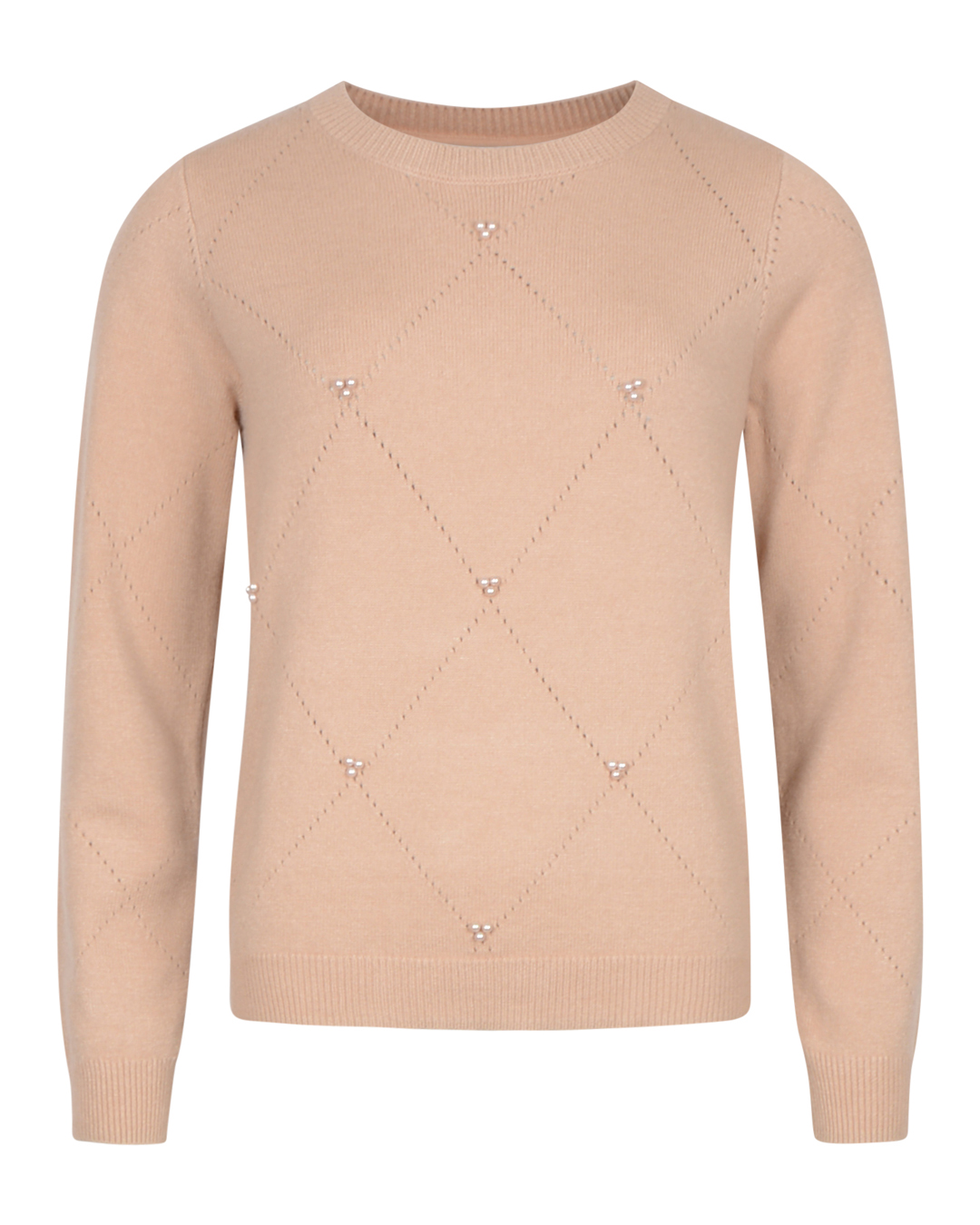 Jumper med dekorativa pärlor kamel