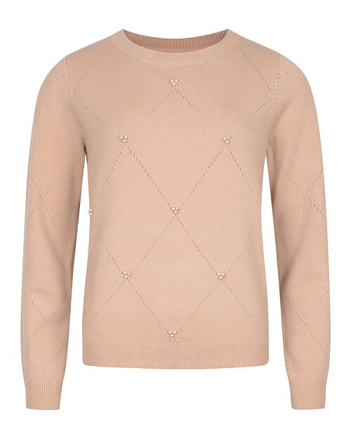 Jumper med dekorativa pärlor kamel