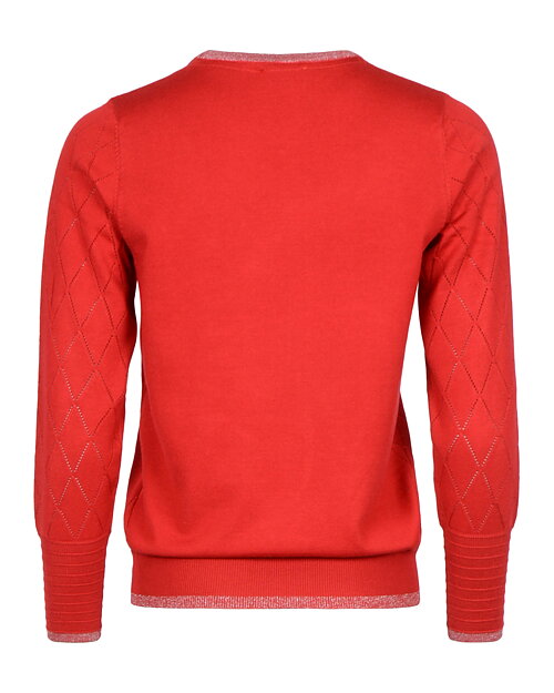 Jumper rutstickad med strass röd - 2