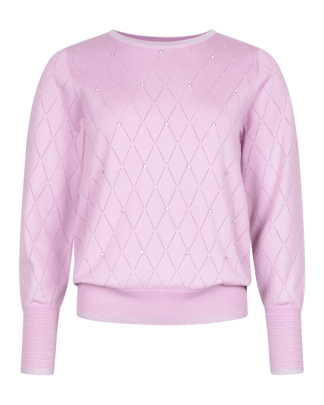 Jumper rutstickad med strass rosa