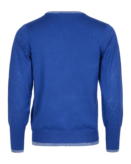 Jumper rutstickad med strass mörk kornblå - 2
