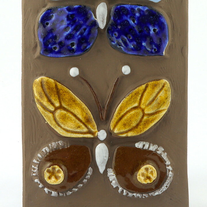 Annika Kihlman (1971) Rectangular Wall Plaque with Butterfly Motif 29 cm (2)