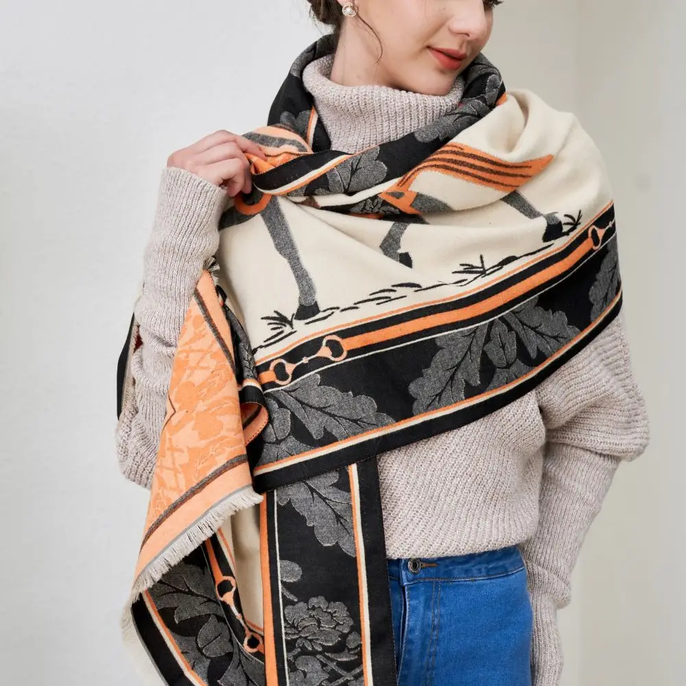 Shawl AWST Intl Baroque Horses Black - 2