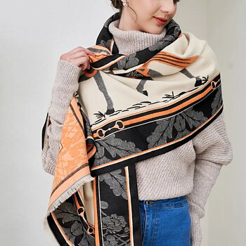 Shawl AWST Intl Baroque Horses Black