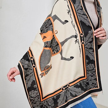 Shawl AWST Intl Baroque Horses Black