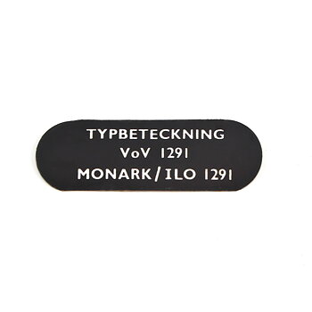 Typeskilt VoV 1291 Monark NOS
