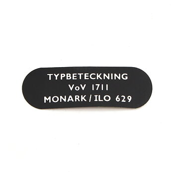 Typeskilt VoV 1711 Monark NOS