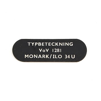 Typeskilt VoV 1281 Monark NOS