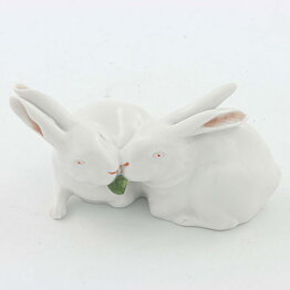 Arnold Krog  (20th Century) White Rounded Rabbits #518 10/5 cm