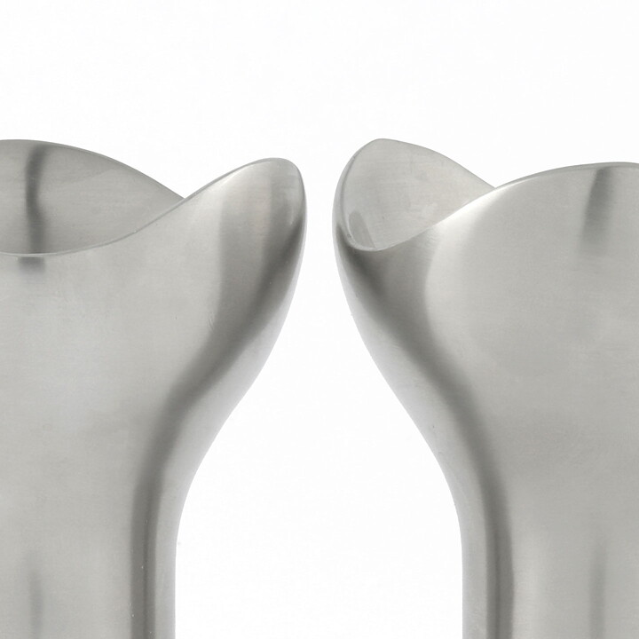 Helle Damkjær (Bloom 2001) Two Modern Steel Candleholders 8 cm <with Box>