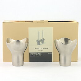 Helle Damkjær (Bloom 2001) Two Modern Steel Candleholders 8 cm <with Box>