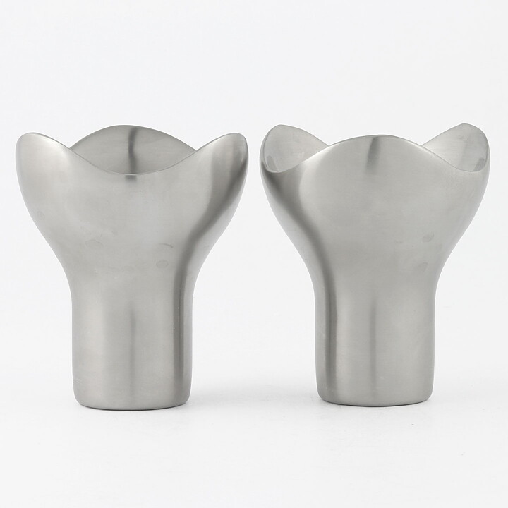 Helle Damkjær (Bloom 2001) Two Modern Steel Candleholders 8 cm <with Box>