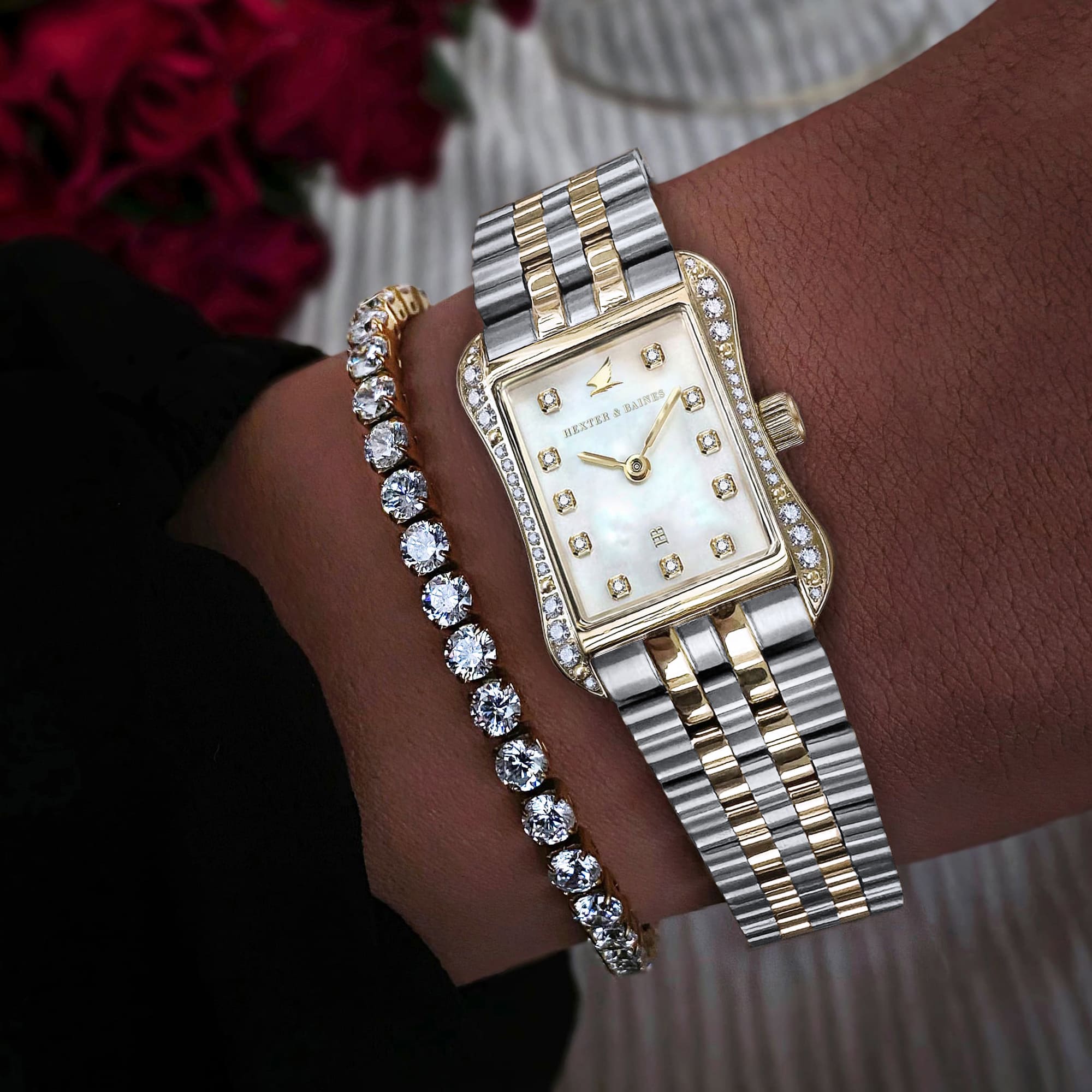 H&B Cronvas Diamond, Pavé, Gold & Silver, Pearl - 8