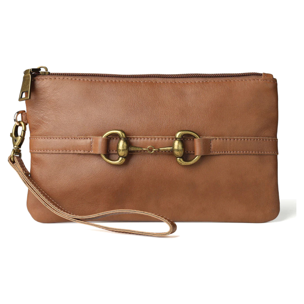 Clutch Bag Leather AWST Intl Snaffle Bit Brown