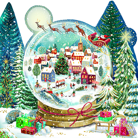 Village Globe, Large Premium Die Cut Christmas Box