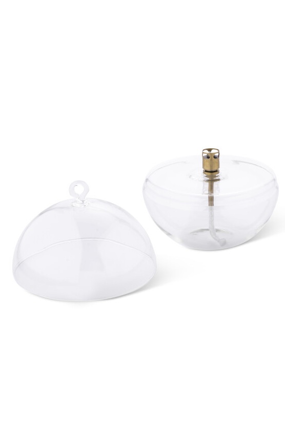 Oil lamp glass - Round with lid - Ø13 cm - 2