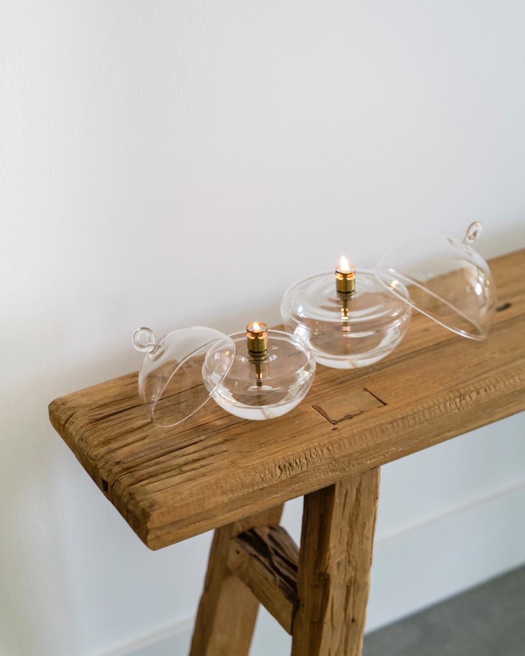 Oil lamp glass - Round with lid - Ø13 cm - 4