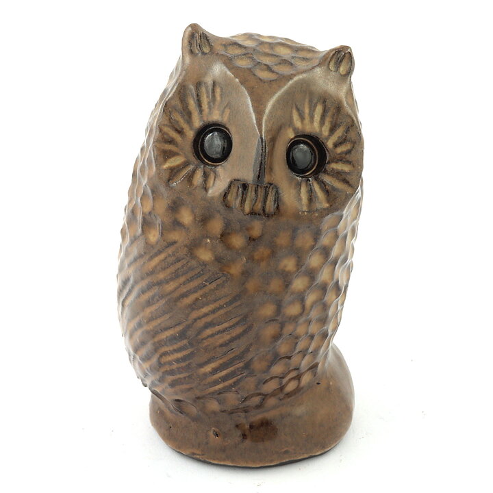 Bengt Wall (1960s) Brown Owl with Relief Decor 12 cm (2)