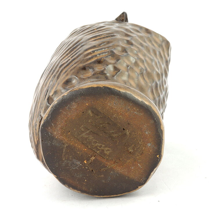 Bengt Wall (1960s) Brown Owl with Relief Decor 12 cm (2)