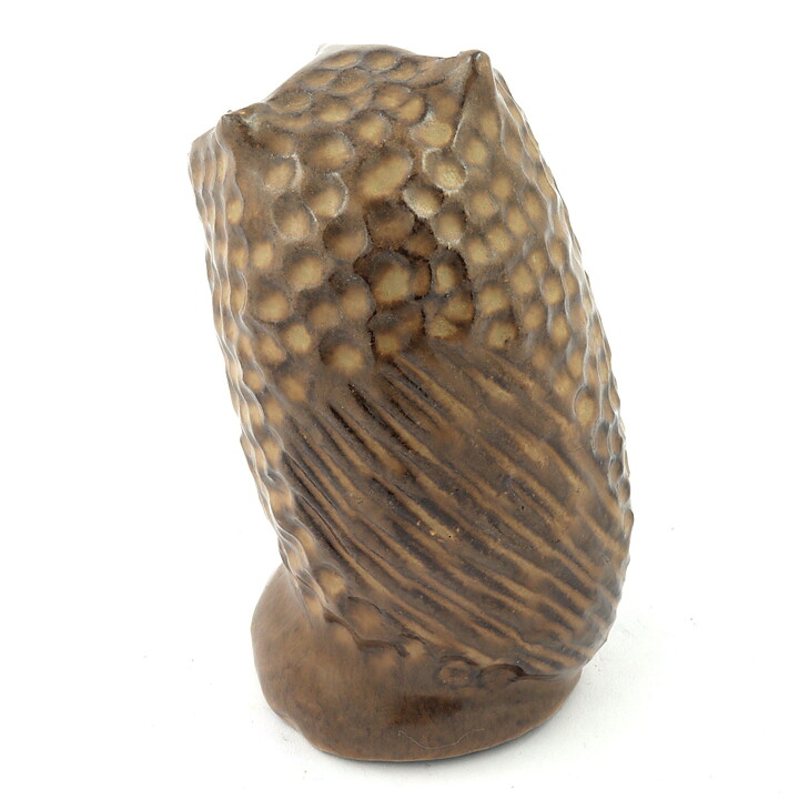 Bengt Wall (1960s) Brown Owl with Relief Decor 12 cm (2)