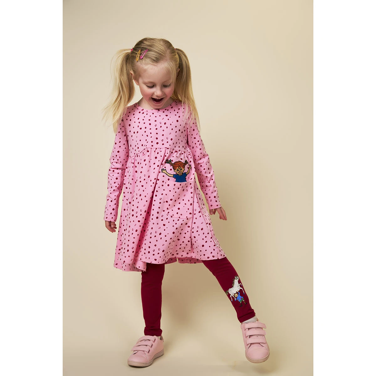 Pippi Longstocking Speckle Dress Pink size 92 - 3