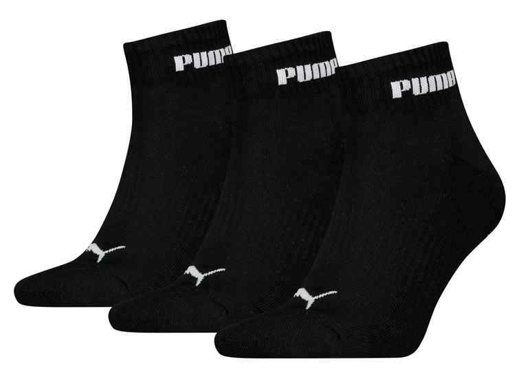3-Pack Puma Cushioned Quarter Black