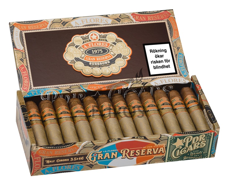 PDR A. Flores 1975 Gran Reserva Sungrown Half Corona Cigarrlåda 24-pack