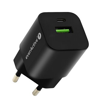 EverActive USB & USB-C PD PPS 30W Charger Socket (Black)