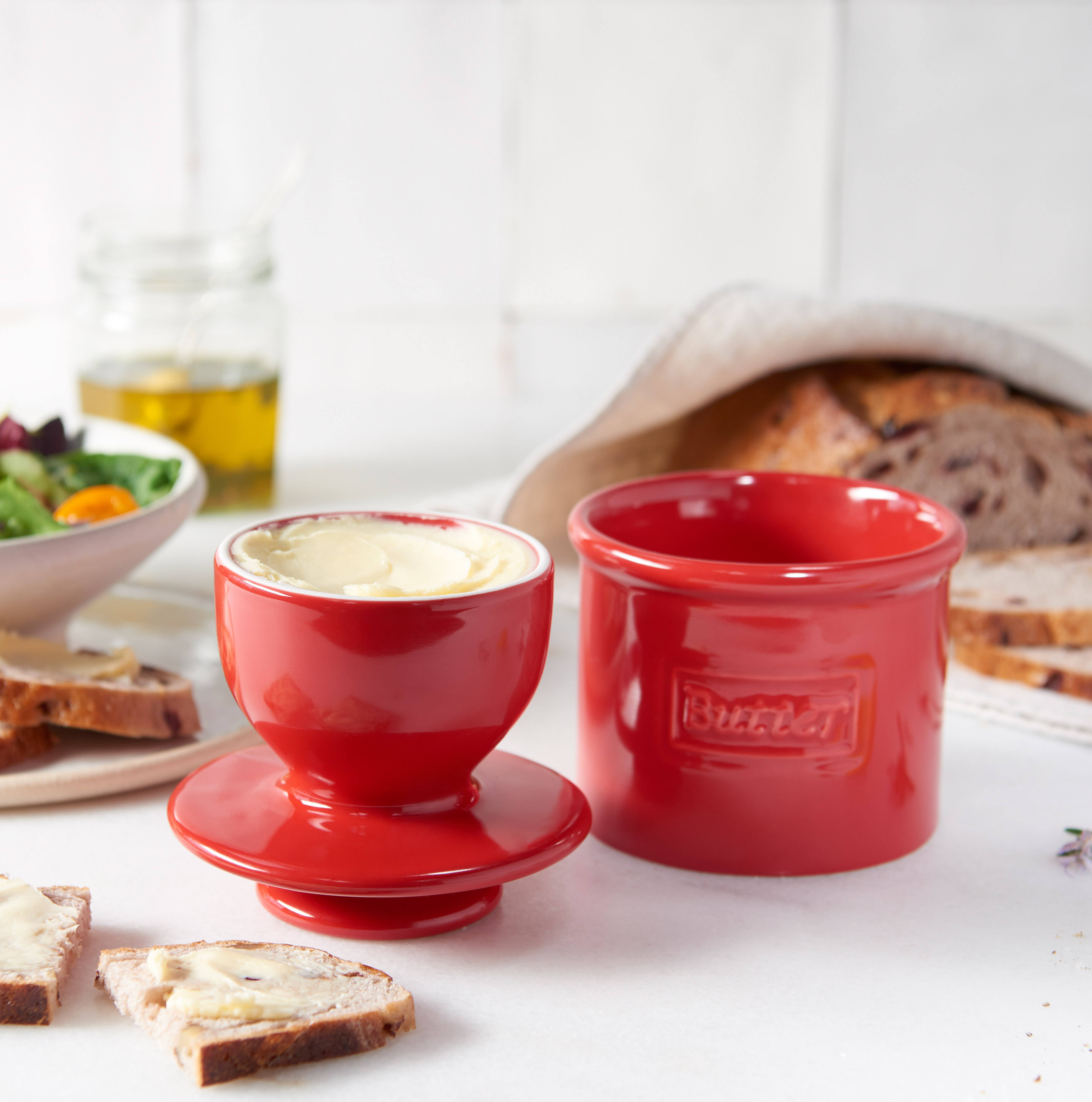 Smörklocka, Maraschino Red Cafe Butter Bell Crock- Butter Bell® - 6