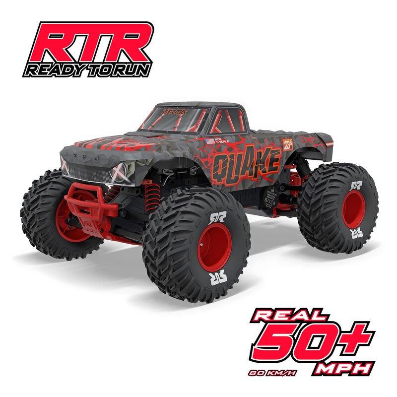 ARRMA 1/10 QUAKE 223S DSC 2WD RTR Brushless Monster Truck, Red - 25
