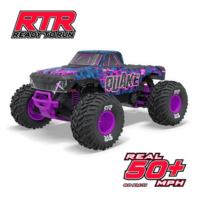 ARRMA 1/10 QUAKE 223S DSC 2WD RTR Brushless Monster Truck, Purple - 24