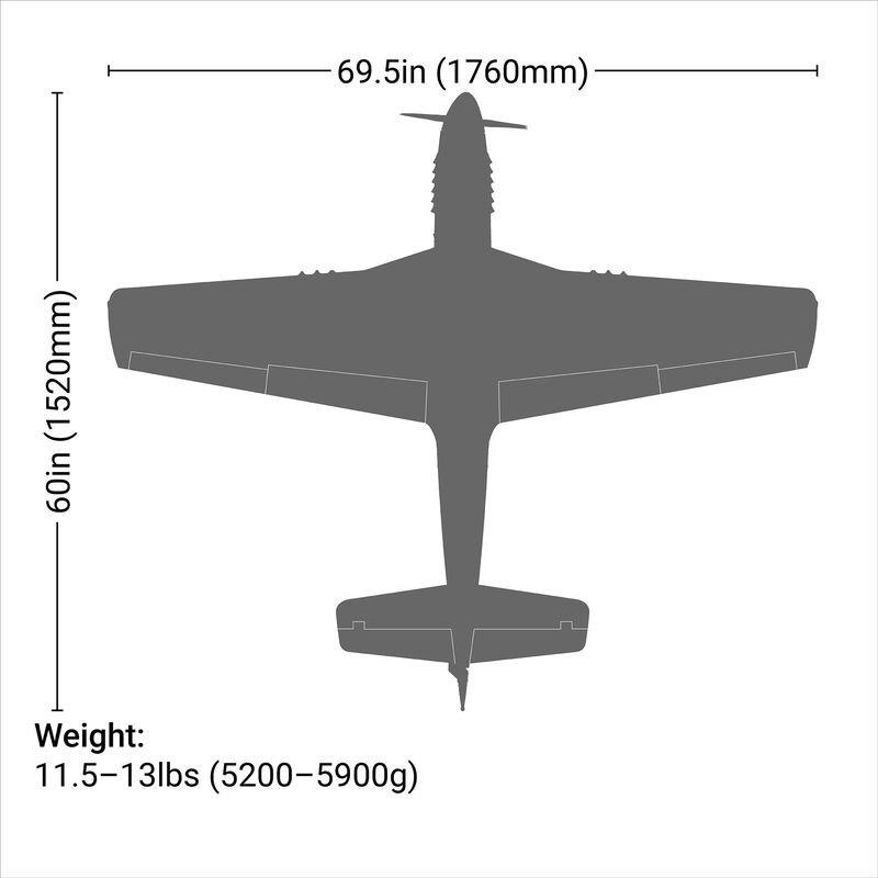 Hangar 9 P-51D Mustang 20cc ARF, 69.5inch - 34